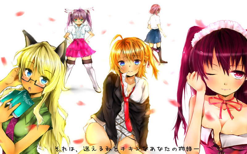 Anime Girls in Various Outfits — Pink