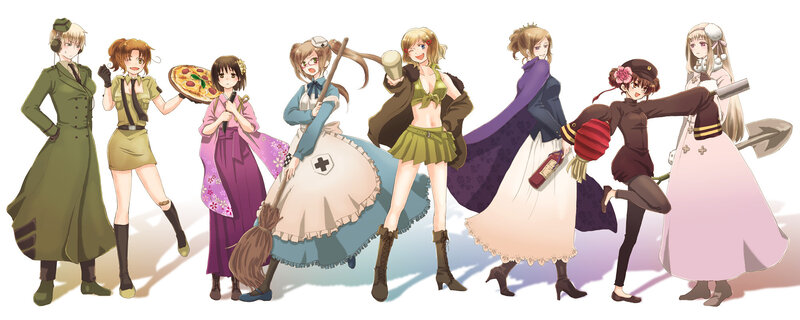 Anime Girls in Various Outfits — White