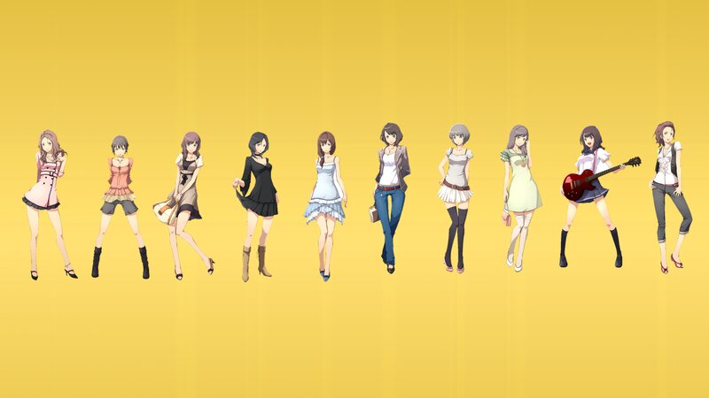 Anime Girls in Various Outfits — Yellow