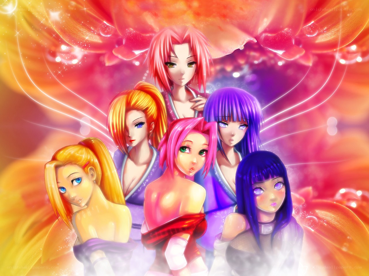 anime girls in vibrant light