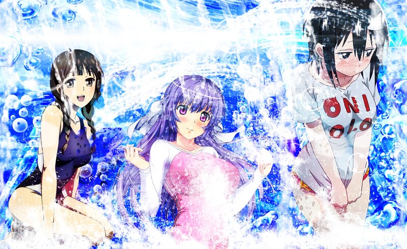 anime girls in water