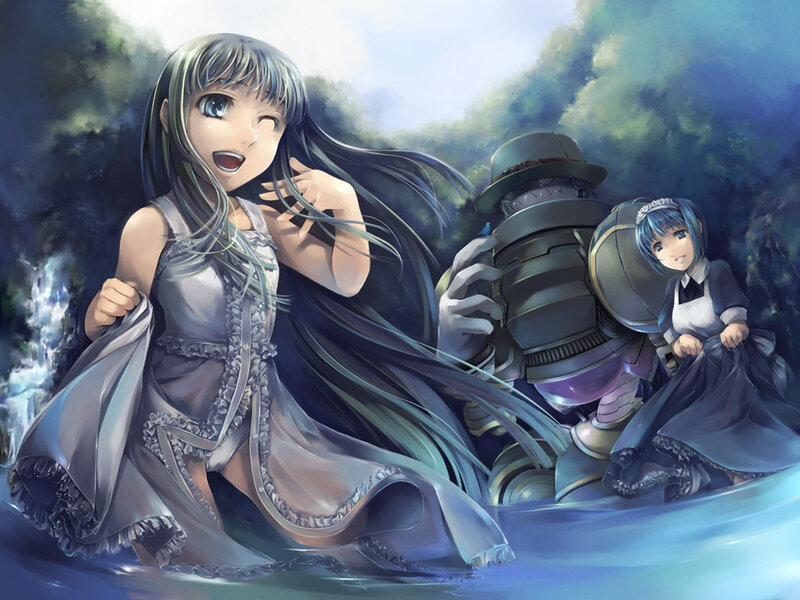 anime girls in water