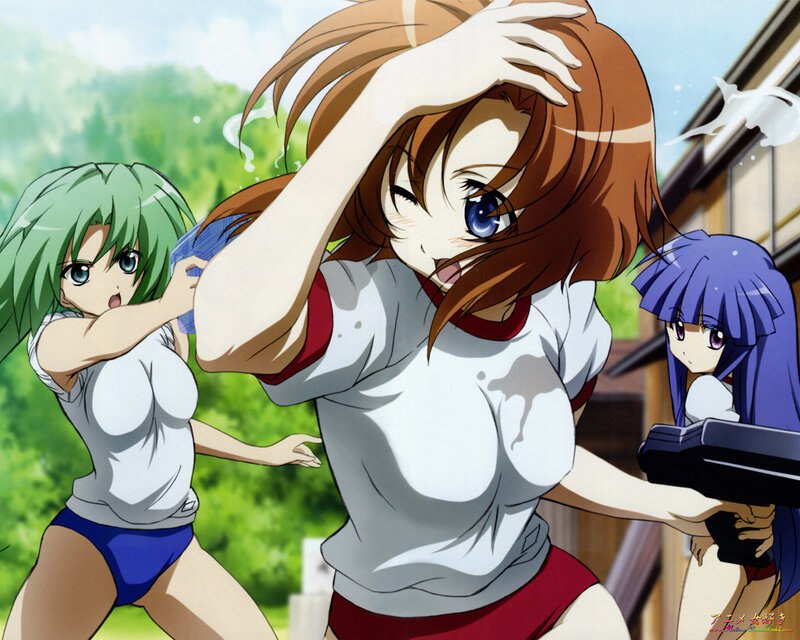 Anime girls in water fight