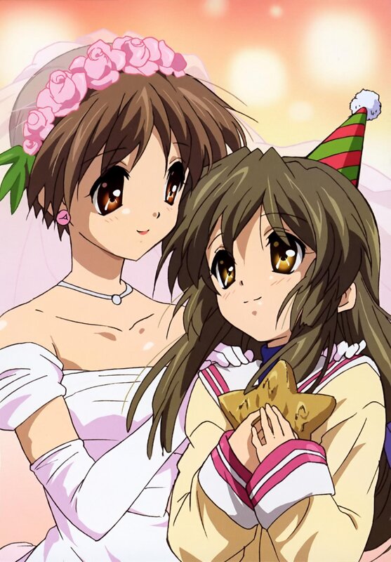 Anime girls in wedding and party attire