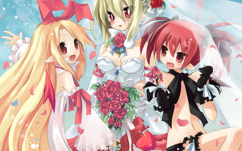 anime girls in wedding attire