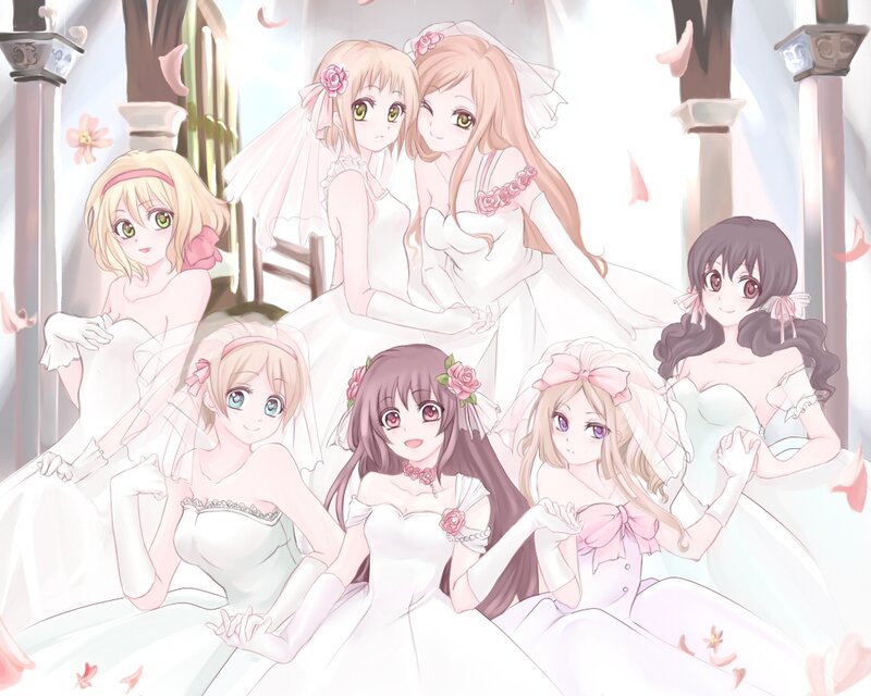 Anime Girls in Wedding Dresses — White