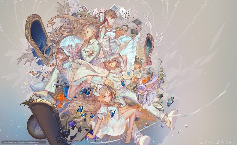 Anime Girls in Whimsical Scene