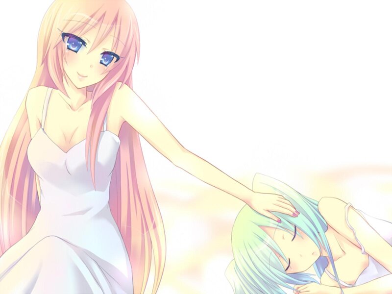 Anime girls in white dresses