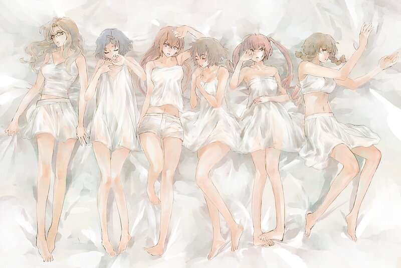 anime girls in white dresses