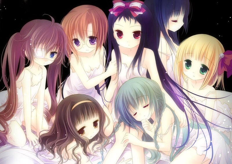 anime girls in white dresses