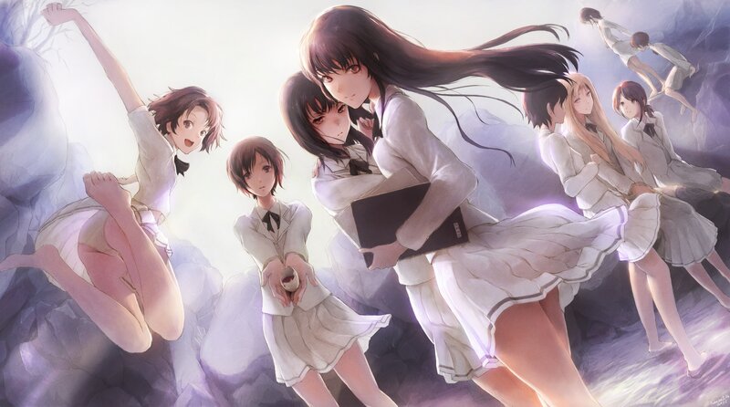 anime girls in white uniforms