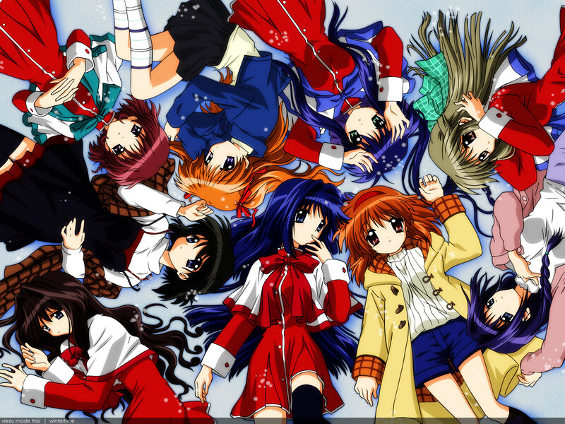 anime girls in winter scene