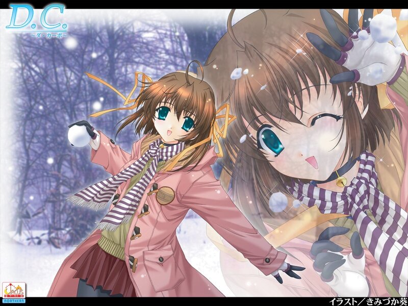 Anime girls in winter scene