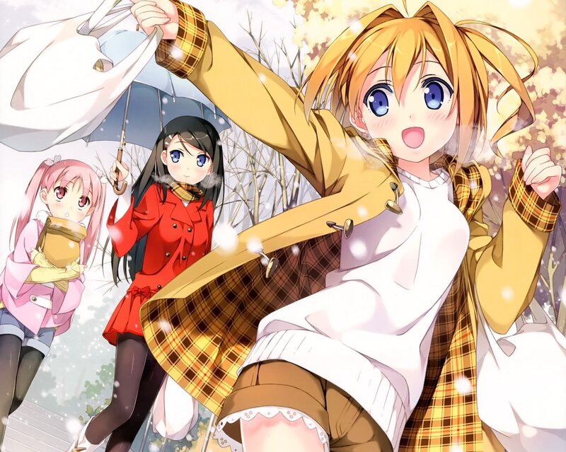 Anime girls in winter scene