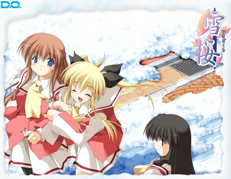 Anime girls in winter scene