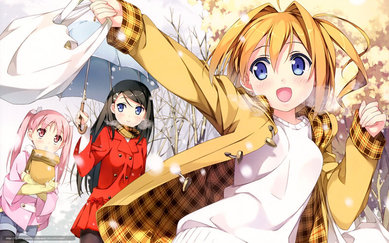 anime girls in winter scene