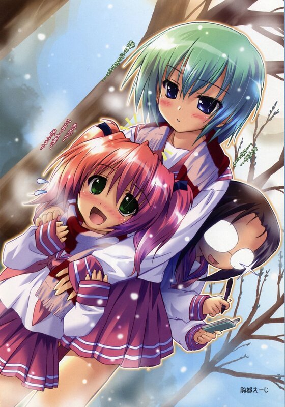 Anime girls in winter scene