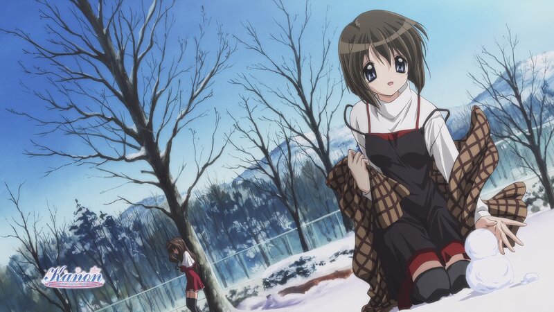 Anime girls in winter scene