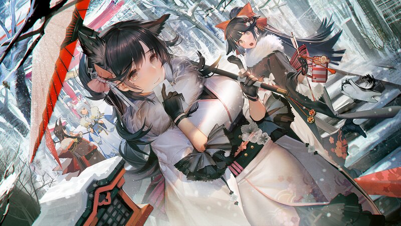 Anime Girls in Winter — White, Dramatic