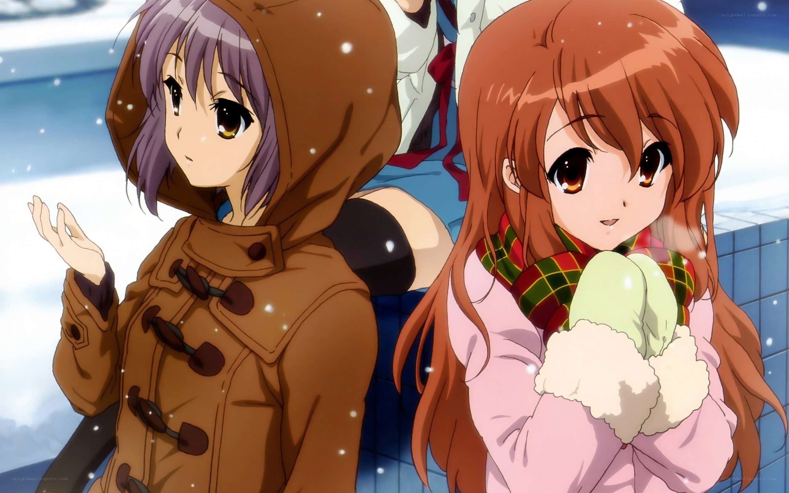 anime girls in winter