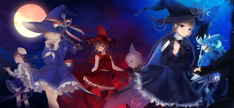Anime Girls in Witch Costumes — Blue