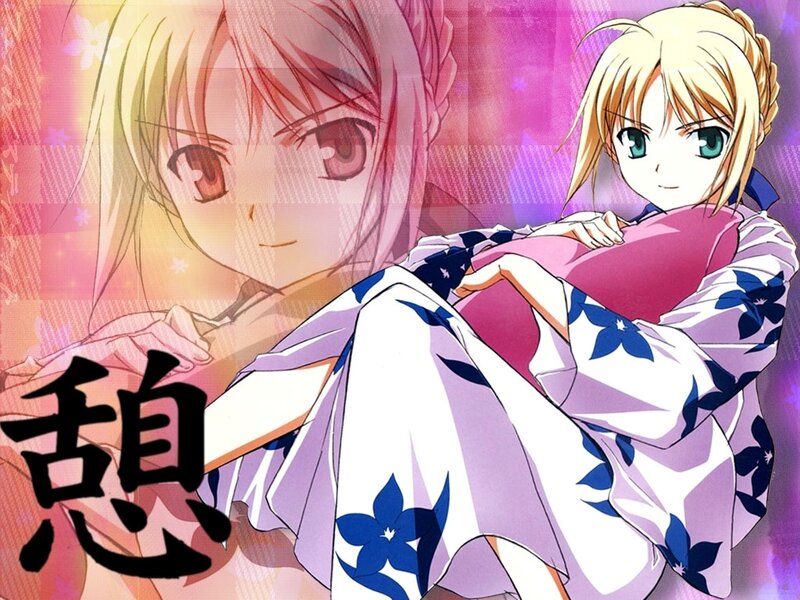 Anime girls in yukata