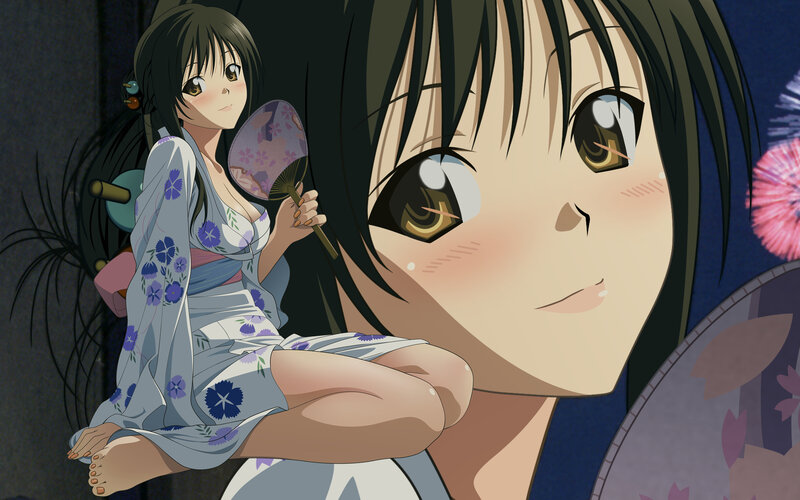 anime girls in yukata
