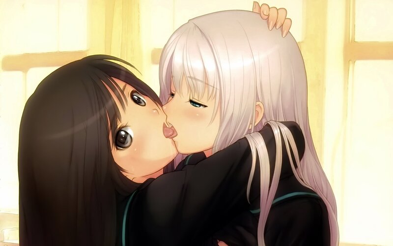 anime girls kissing
