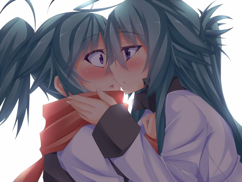 anime girls kissing