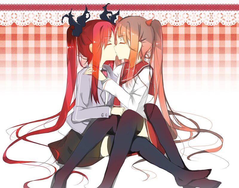 anime girls kissing