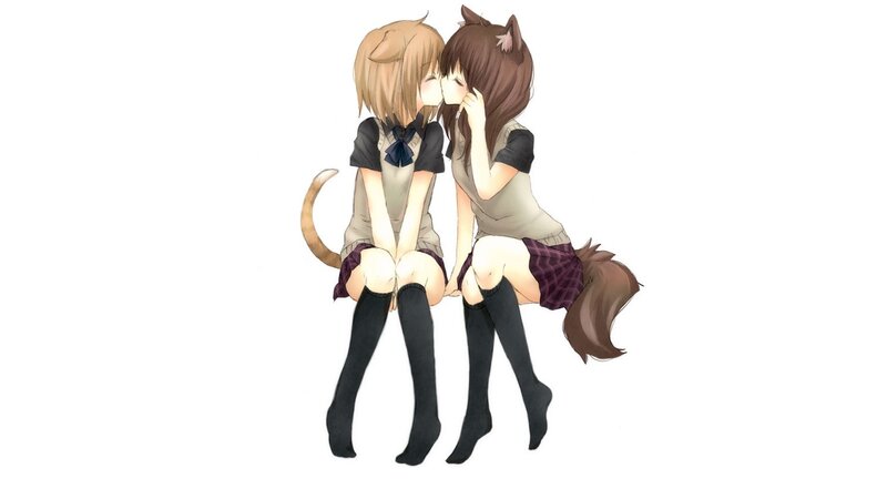 anime girls kissing