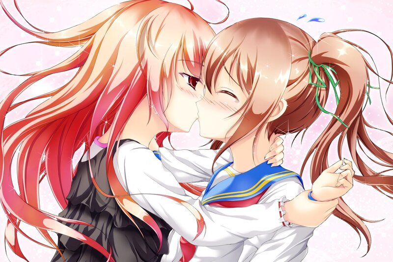 anime girls kissing
