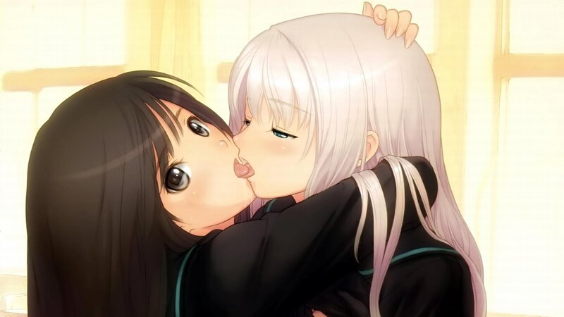 anime girls kissing