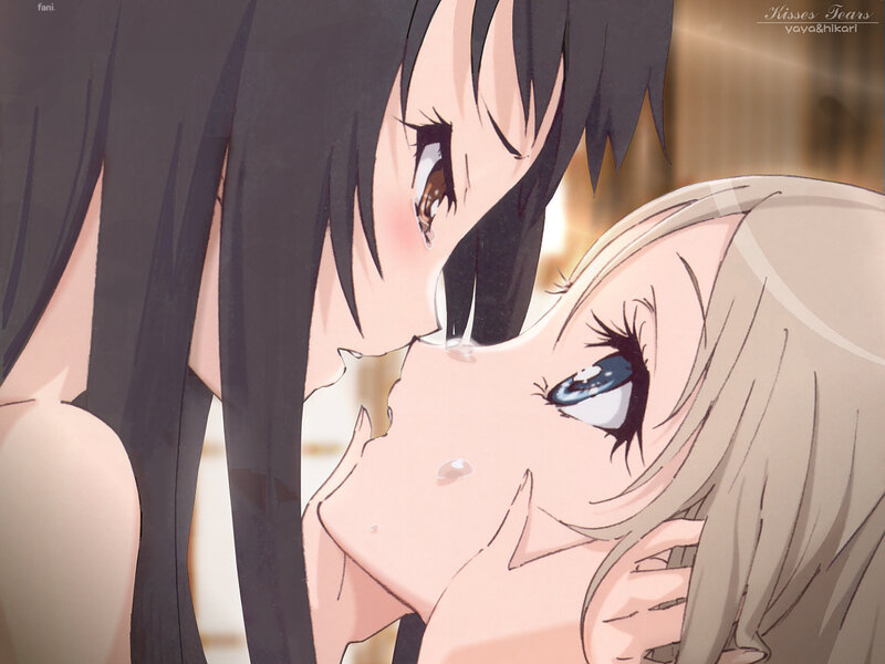 anime girls kissing tenderly