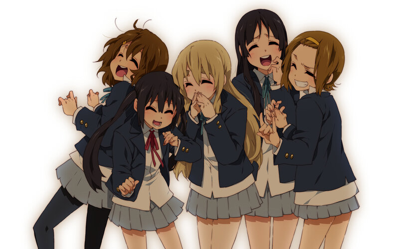 anime girls laughing together