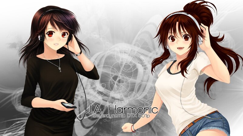 Anime girls listening to music