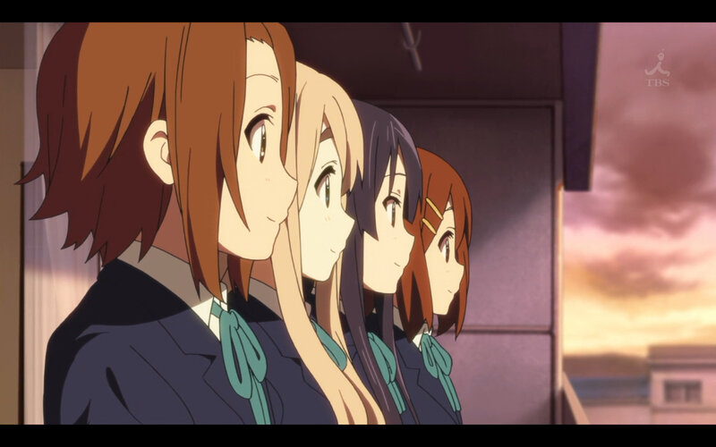 anime girls looking out window