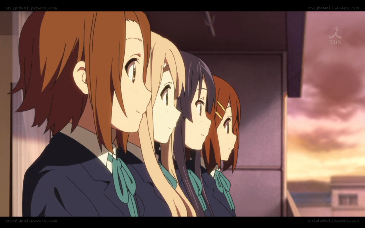anime girls looking out window