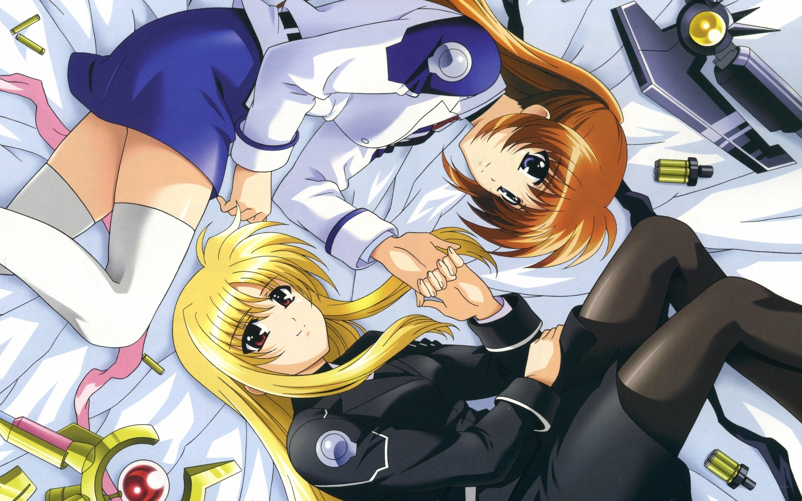 anime girls lying on floor