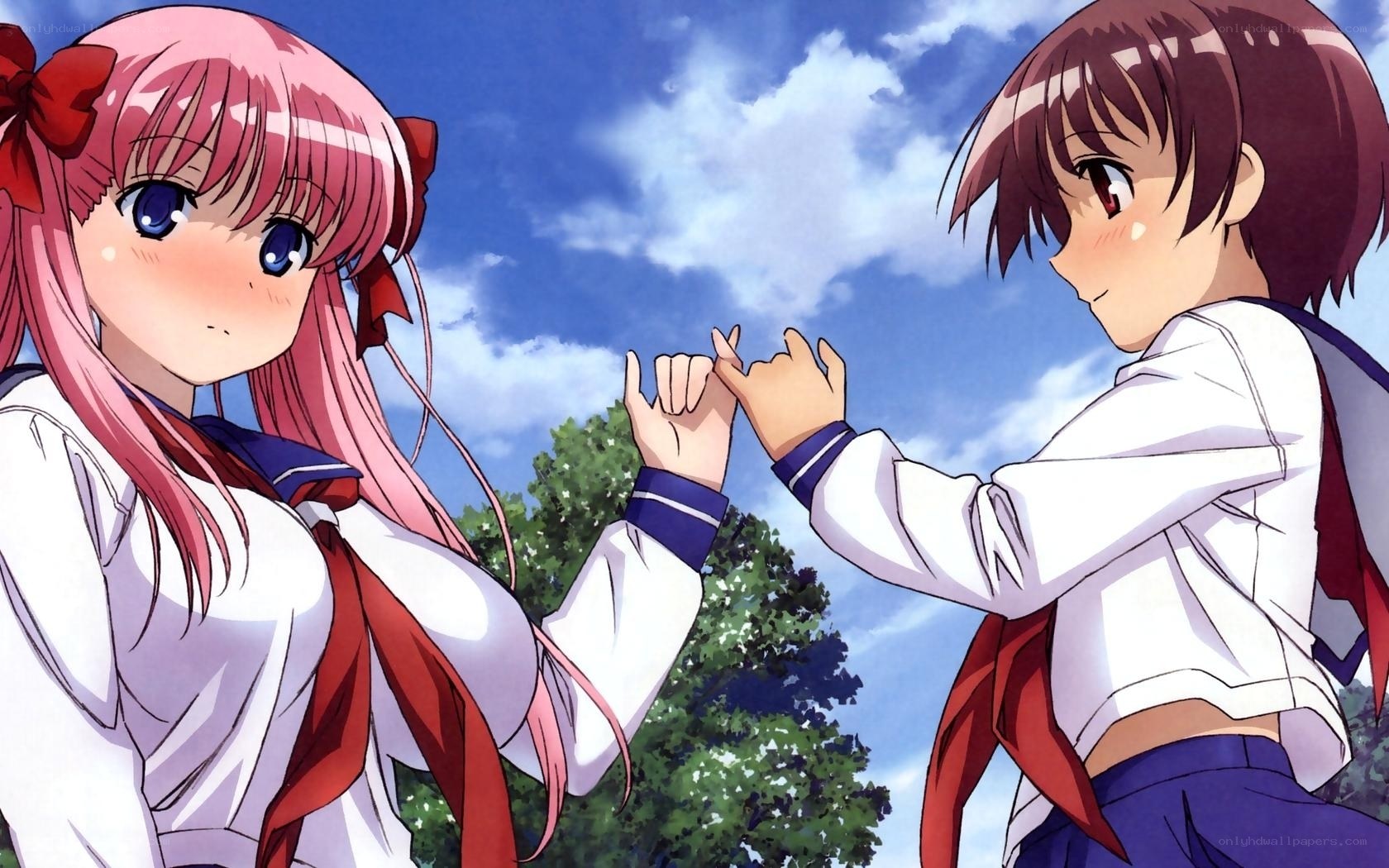 anime girls making a promise