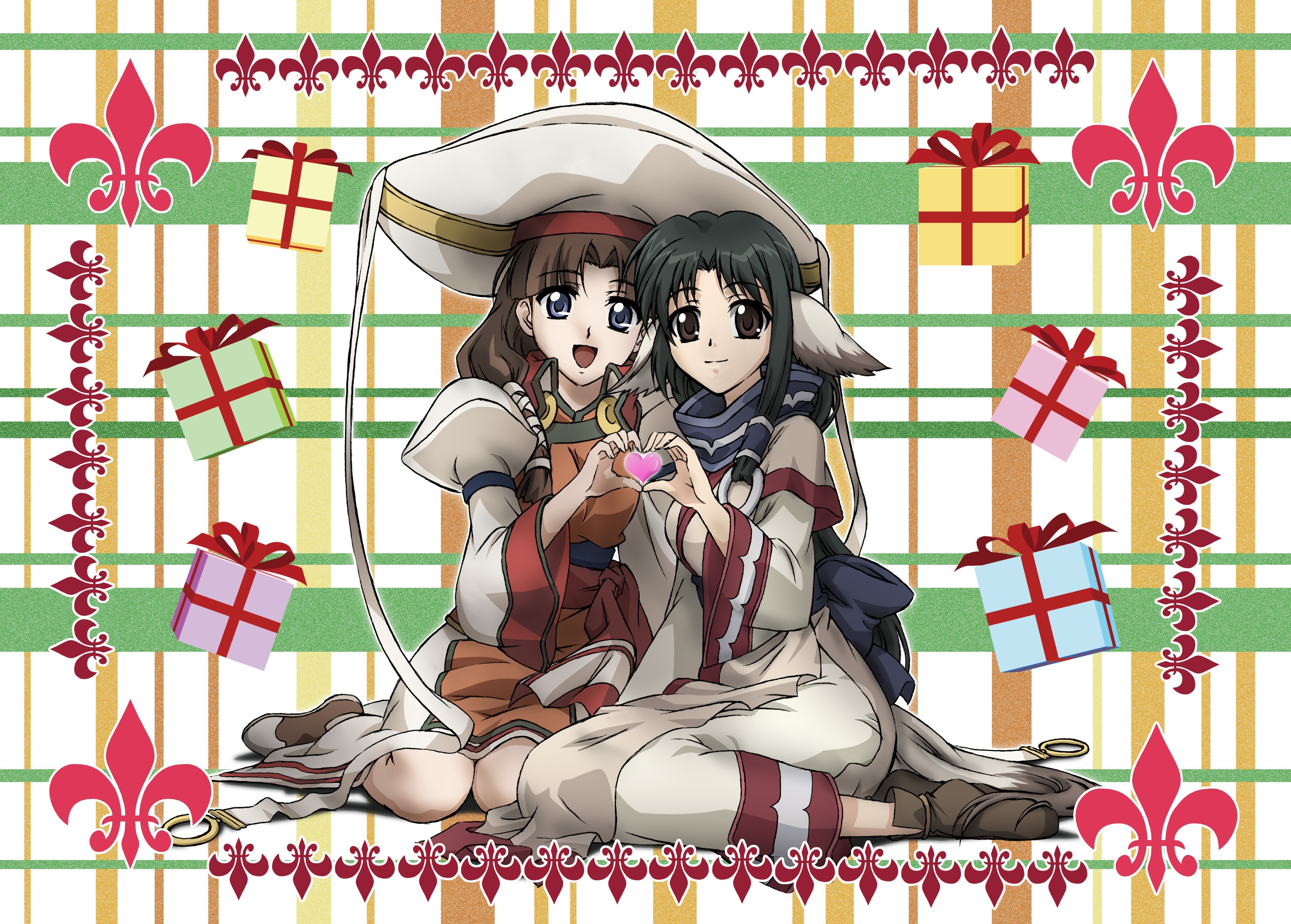 anime girls making heart shape