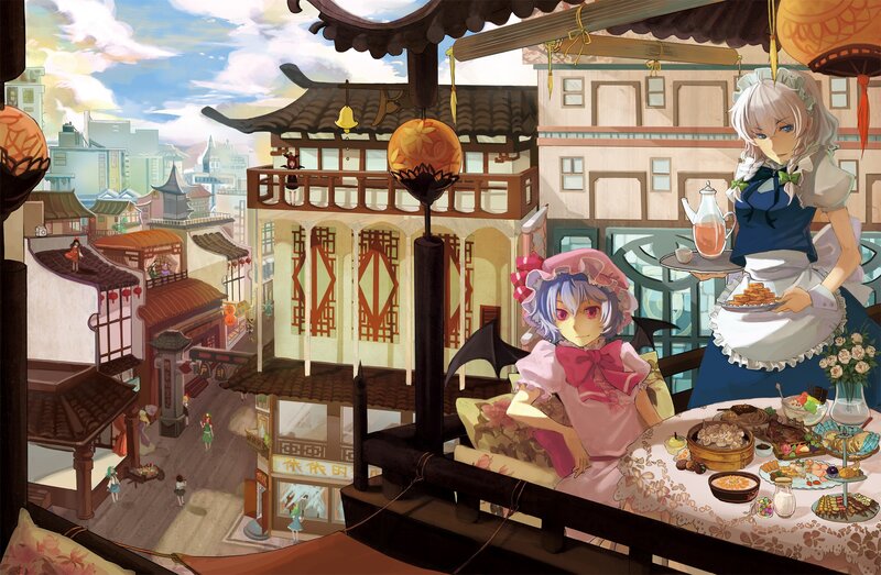 Anime girls on a balcony