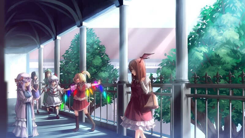 Anime girls on a balcony