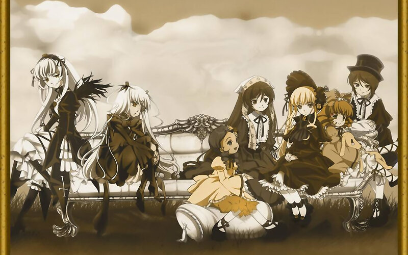 anime girls on a bench