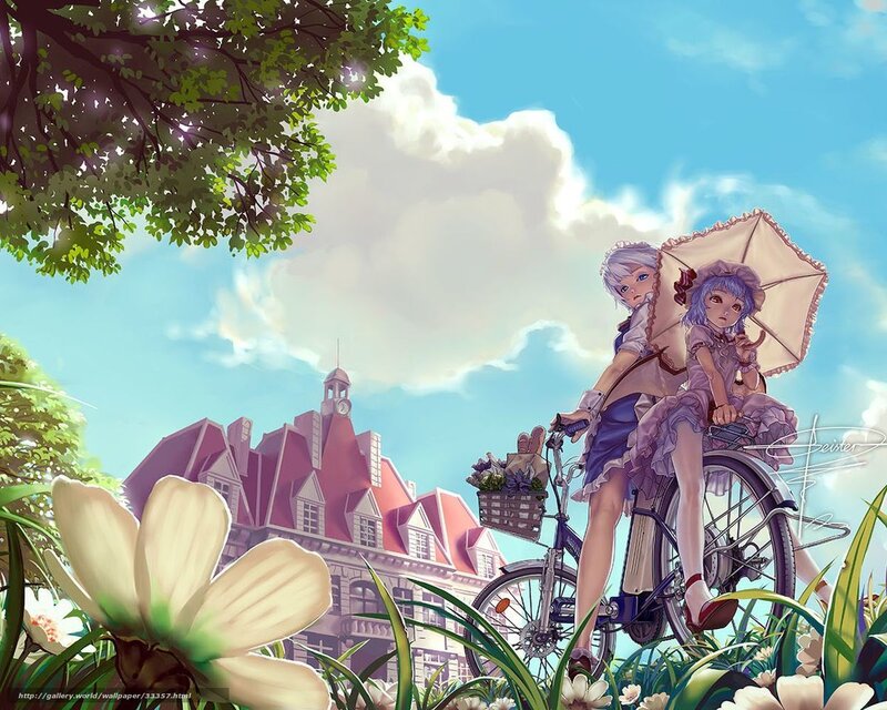 Anime girls on a bicycle
