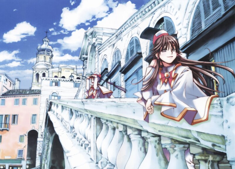 anime girls on a bridge