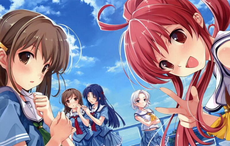Anime Girls on a Bridge — Blue