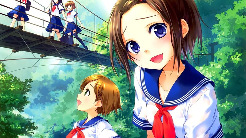 Anime Girls on a Bridge — Green