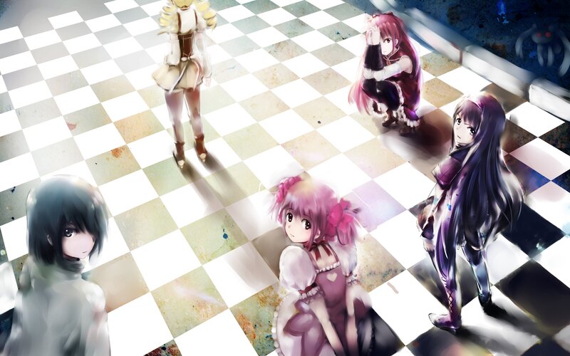 anime girls on a chessboard