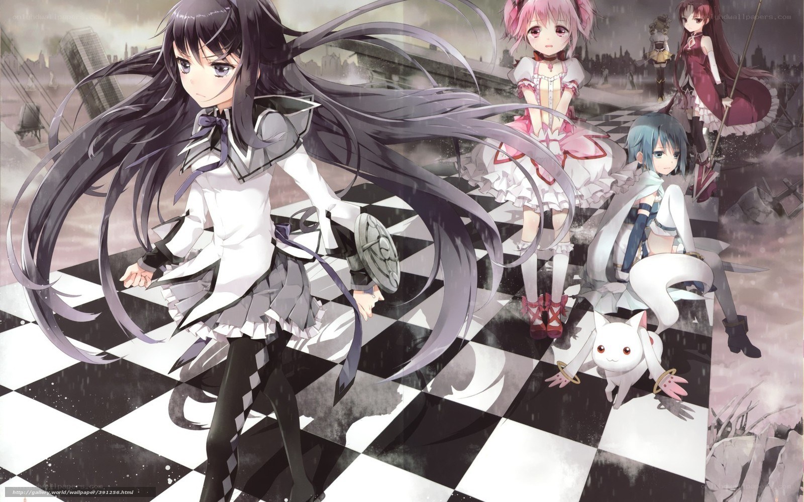 anime girls on a chessboard